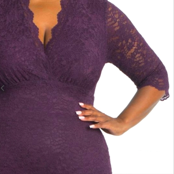 Kiyonna Dresses & Skirts - Plum Scallop Boudoir Lace Dress 14/16